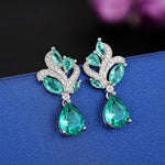 Huitan Blue-Green CZ Earrings for Women