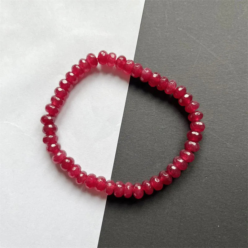 Rare 5*8MM Red Ruby Bracelet Vintage Natural Stone