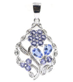 38x21mm Romantic White Sapphire Violet Tanzanite Purple Spinel CZ Woman's Engagement Silver PendantViolet Tanzanite