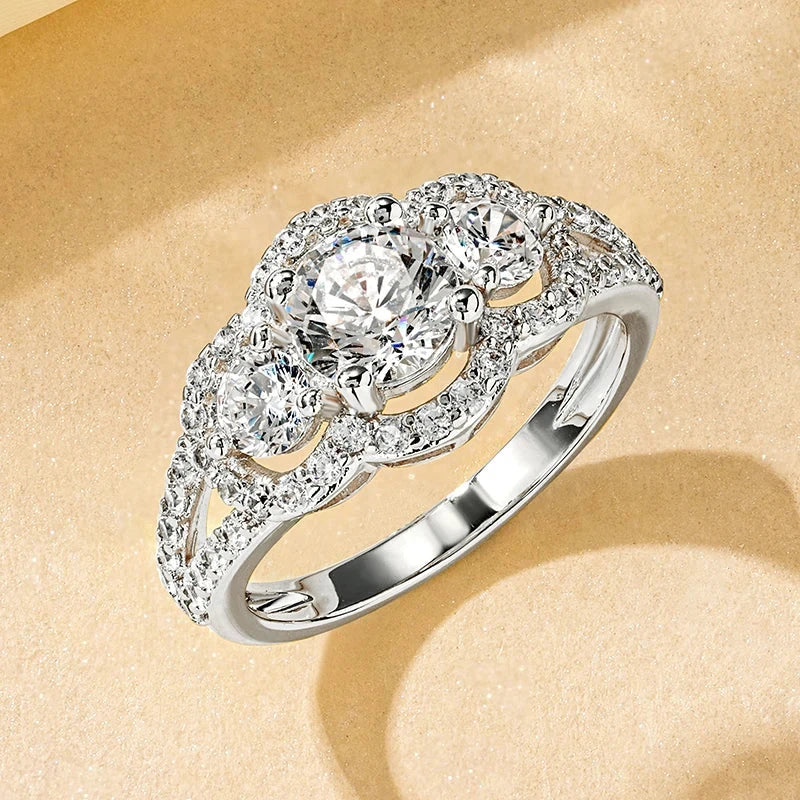 Rrjzz 14K Gold Plated Three Stone CZ Ring