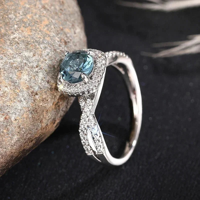 Luxury Blue Zirconia Wedding Band