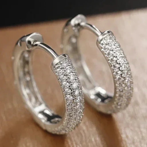 Versatile Women’s Hoop Earrings with Cubic ZirconiaE1859