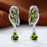 Luxury Crystal Clip Earrings for WomenOlive Green