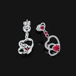 Love Heart Drop Ruby 925 Sterling Silver EarringsEarrings