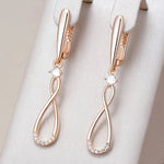 Long Rose Gold Zircon Dangle Earrings for Women