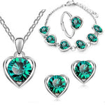 Blue Crystal Ring Necklace Earrings Set Wedding Jewelry SetsStyle2 GreenS