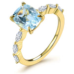 Natural Sky-Blue Topaz Ring Yellow Gold Plated 1.8 Carats Genuine Gemstone Classic ElegantNatural Blue Topaz9