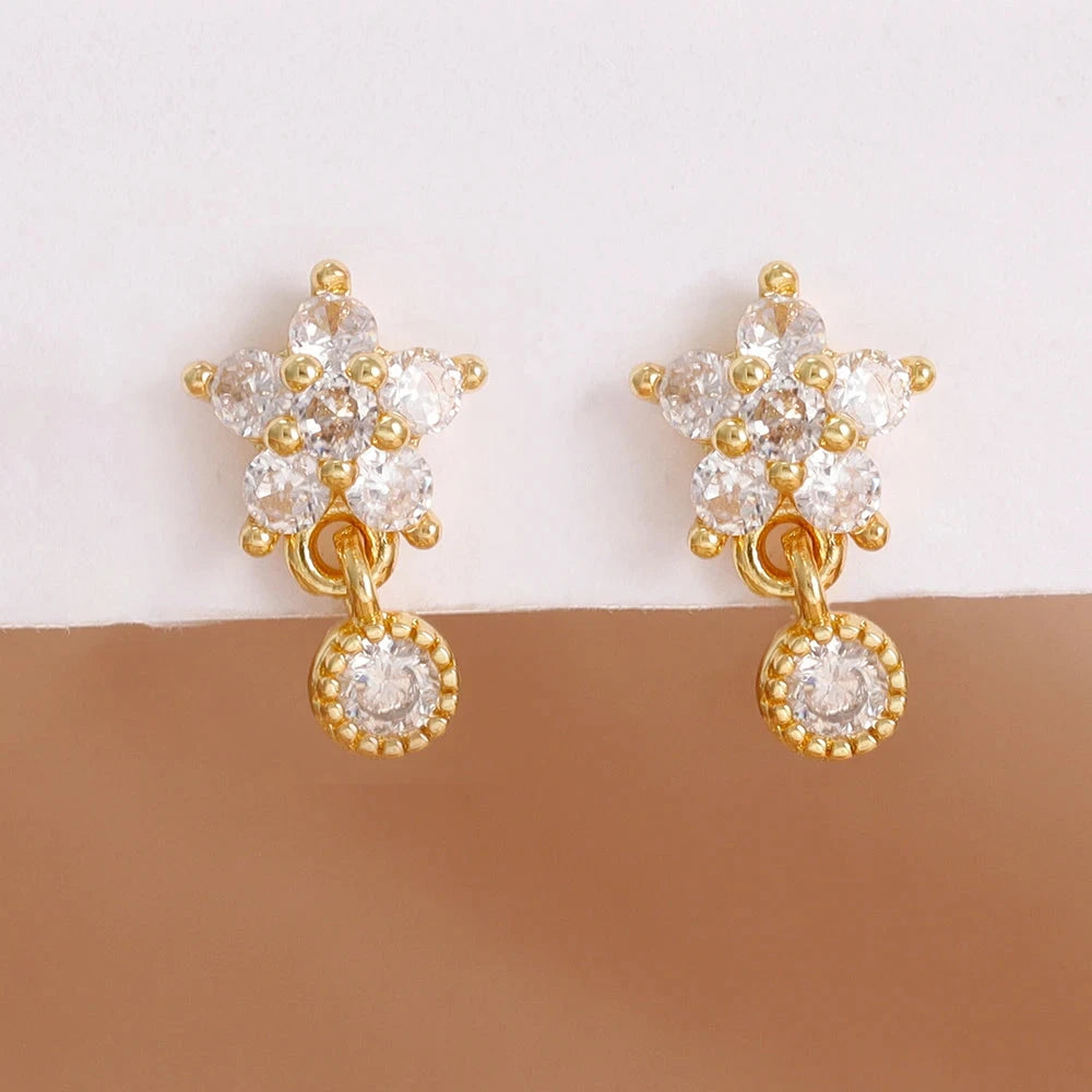 Luxury Stainless Steel Star Dangle Earrings For Womengold-white-2PCS 2
