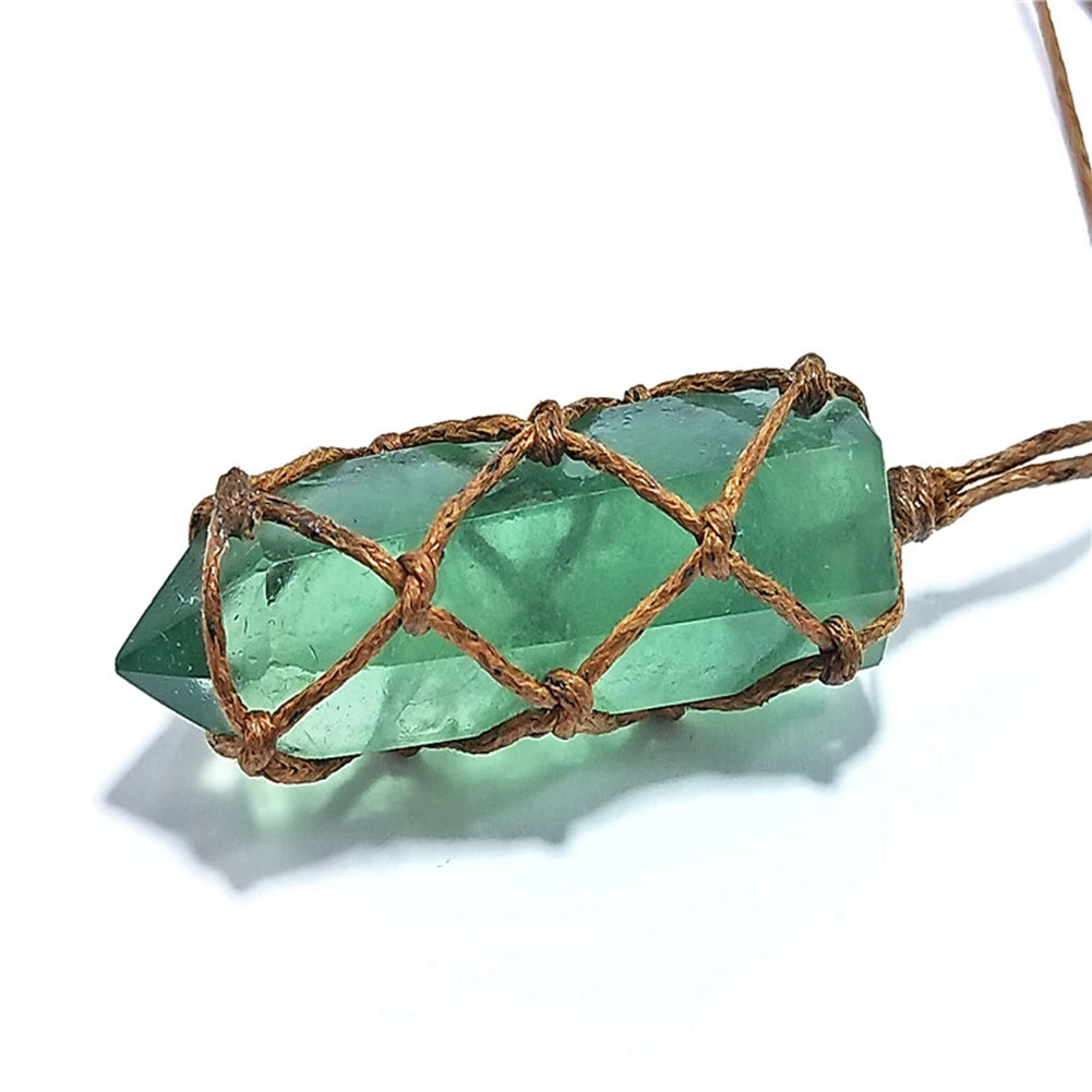 Natural Emerald Crystal Pendant Healing Gemstone Wand Reiki Green FluoriteAUnited States