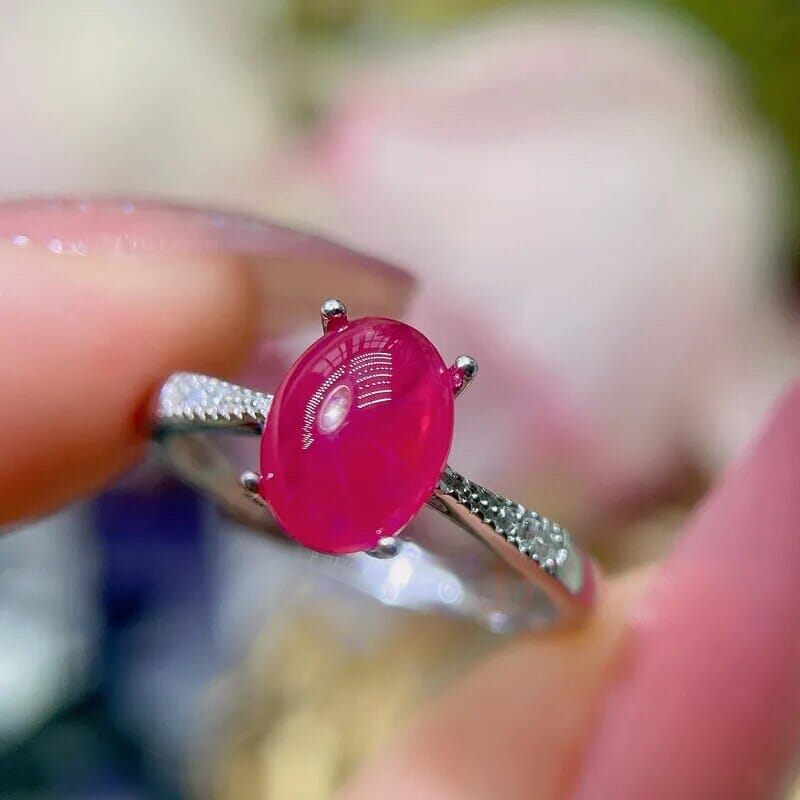 Natural Burmese Ruby Platinum Plated RingRing