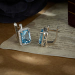 Luxury Nano Sky Blue Topaz Gemstone Clip On Earrings