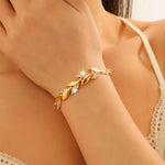 Women's Bracelet Gold Twisted Shining Crystal Stone