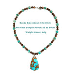 Regenerate Turquoise Pendant with Bronze 6-8mm Beads Necklace