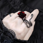 Goth Style Red Rose Opening Rings for Women