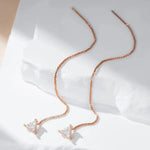 Luxury Rose Gold Natural Zircon Long Ear Wire Earrings for Women