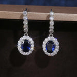 Silver Blue/White Zirconia Classic Inlaid Earrings for Women