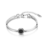 Black Acrylic Roman Numeral BraceletB1025-01-hei