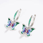 Colorful Enamel Butterfly Drop Earrings for Women