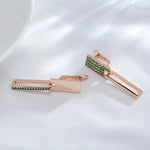 Square Green Zircon Earrings for Women – 585 Rose Gold