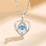 Silver Heart Shaped Necklace Bracelet Set for WomenBlue Necklace