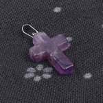 1pcs Fashion Natural Stone Pendant Only CrossAmethyst