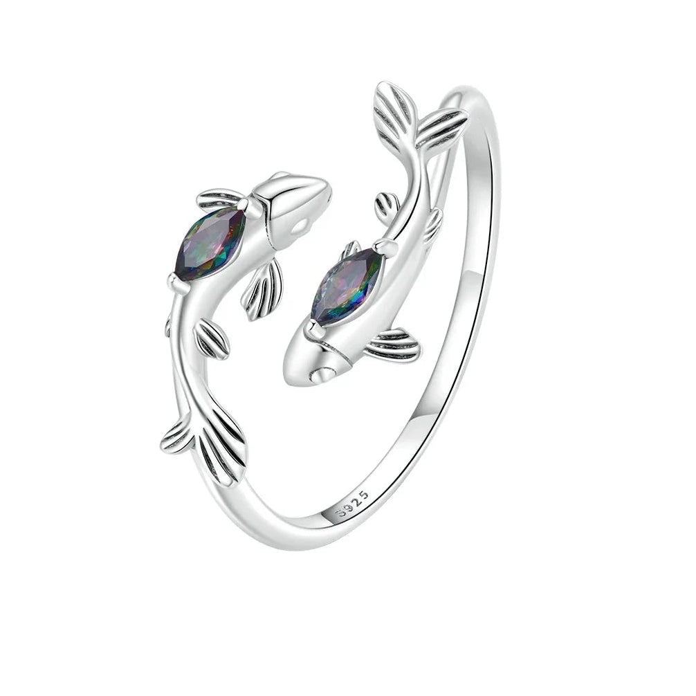 WOSTU 925 Sterling Silver Pisces Zodiac Open Ring Aries Sagittarius Cancer Lucky for Women Birthday Fine Jewelry GiftFIR1150-E