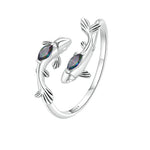 WOSTU 925 Sterling Silver Pisces Zodiac Open Ring Aries Sagittarius Cancer Lucky for Women Birthday Fine Jewelry GiftFIR1150-E
