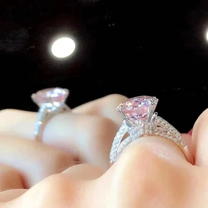 Elegant Pink Oval CZ Ring for Women