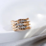 585 Rose Gold Multi Layer Geometric Zircon Rings for Women