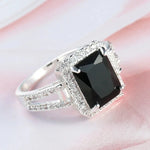 Charm Female Black Square Zircon Stone Ring 925 Sterling Silver Promise Weddind Rings for Women Big Crystal Ring Jewelry Anillos