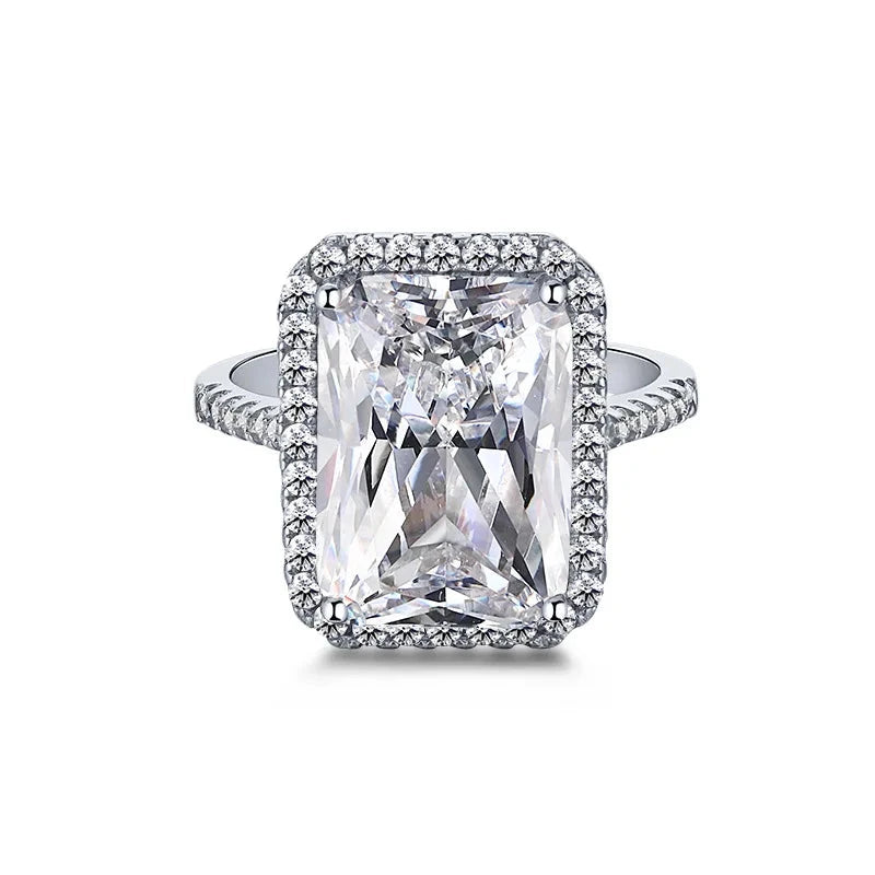 Light luxury Classic 925 sterling silver square Moissanite Ring