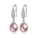 Real Grey Freshwater Pearl Earrings For Women,925 Silver Pearl Drop Earring Wife Mother Valentine's Day Birthday Giftpurple pearl earring