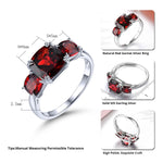 Natural Red Garnet Sterling Silver Rings 4.5 Carats Genuine Gemstone