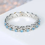 925 Sterling Silver Blue Gemstone Vine Eternity Knuckle Ring for Women