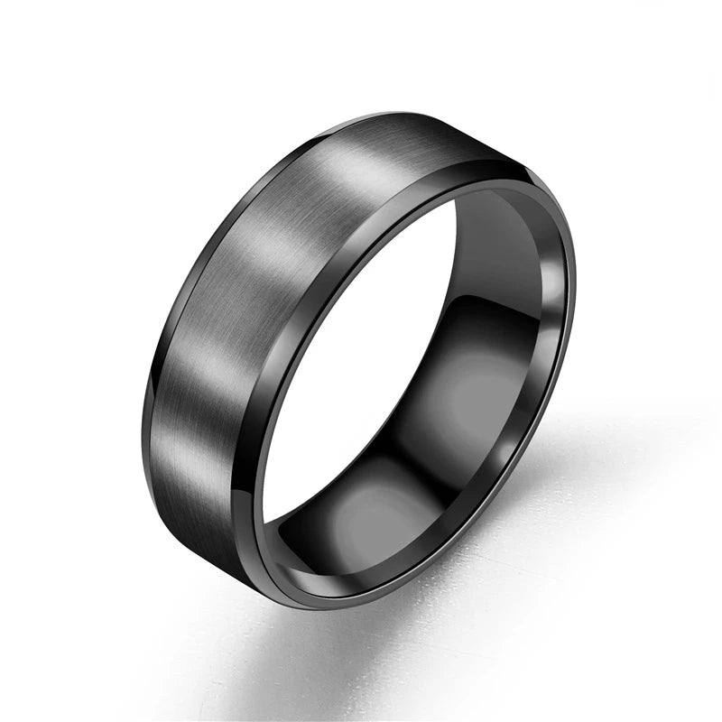 Promise Ring for Men - 8mm Brushed Stainless Steel Band