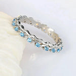 925 Sterling Silver Blue Gemstone Vine Eternity Knuckle Ring for Women