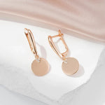 585 Rose Gold Zircon Disc Dangle Earrings for Women