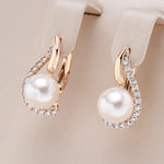 Luxury Rose Gold Geometric Pearl Earrings for Women