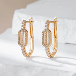 585 Rose Gold Geometric Zircon Earrings for Women