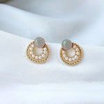 Imitation Pearl Circles Tiny Stud Earrings for WomenES3461