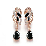 Drop Earring Cubic Zirconia Rose Gold PlatedBlack-G