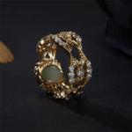 Luxury Crystal Opal Adjustable Ring Women Fashion Exquisite