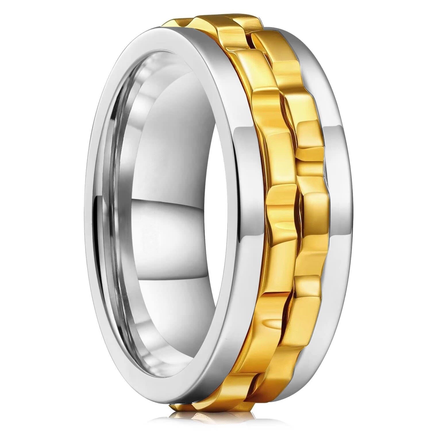 Titanium Steel Rotating Fidget Ring For MenMen's Ring9Silver Gold