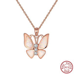 Fire Opal Butterfly Pendant 925 Sterling Silver NecklaceNecklace