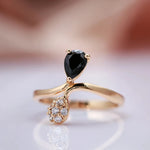 585 Rose Gold High-Quality Black Zircon Ring for Women