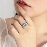 925 Sterling Silver Blue Zircon Adjustable Rings