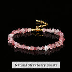 Natural Stone Mixed Tourmaline Gravel Lucky Chain BraceletStrawberry QuartzBeads 3-5mm