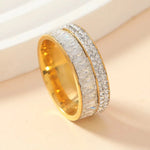 8MM Luxury Zircon Stainless Steel Finger Ring For WomenGoldCHINA