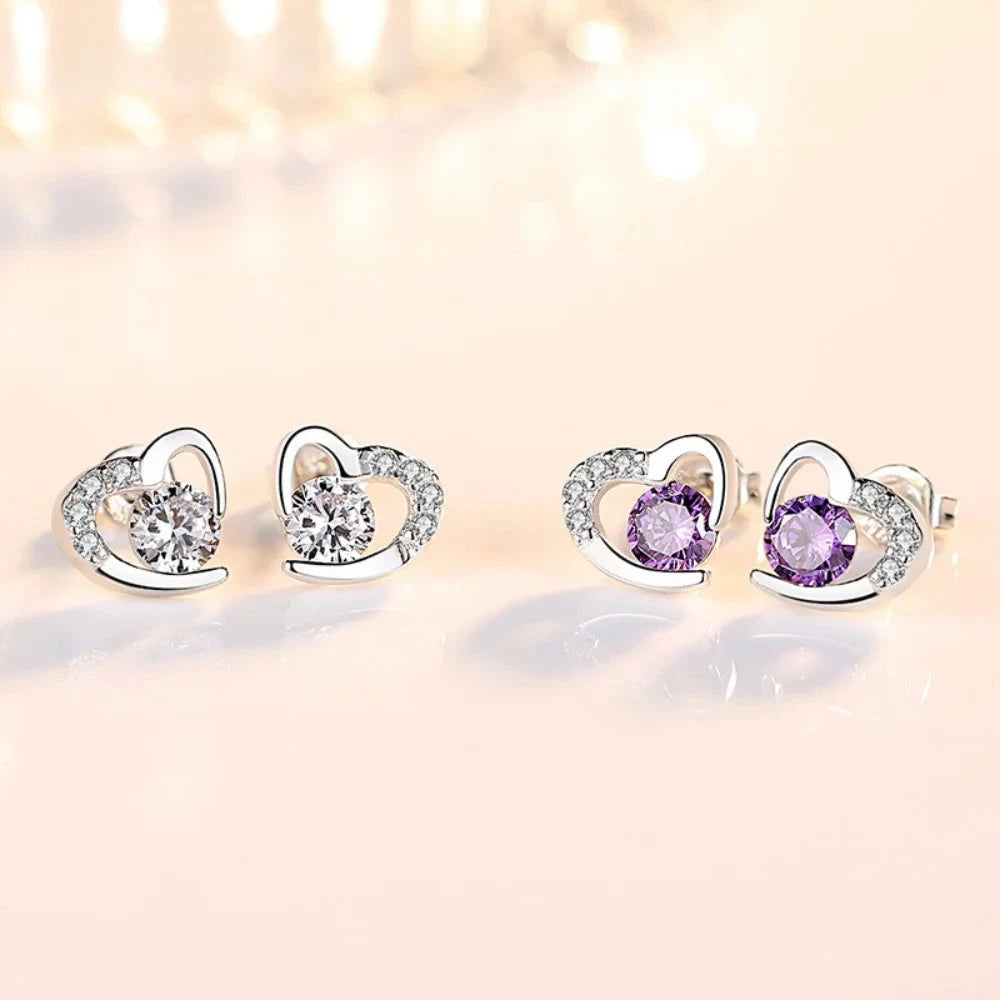 925 Sterling Silver Earrings Zircon Heart-Shaped Earrings For Women Earrings Anniversary Birthday Party Wedding Jewelry Gift