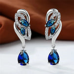 Luxury Crystal Clip Earrings for WomenBlue
